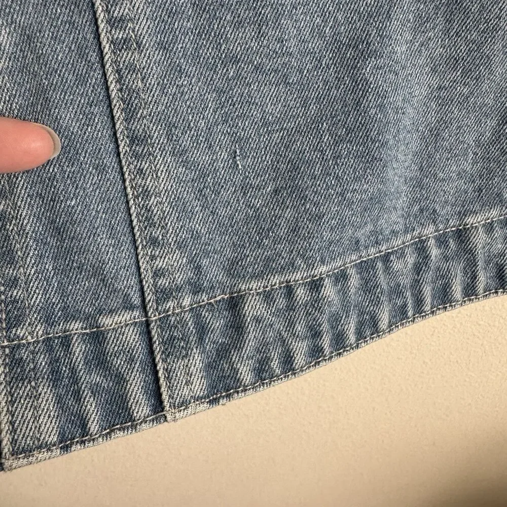 Vtg Y2K Bill Blass Vest Womens Small Blue Embroidered Festival Boho Hippie Denim